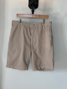 Brunello Cucinelli Shorts Khaki Beige Cotton Flat Front Italy Size 52
